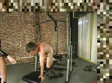 Blonde Dominatrix Humiliates Guy in the Gym in Femdom Vid