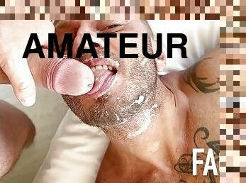 Lots of cum on my face Big Gay Facial Cumshot 4K