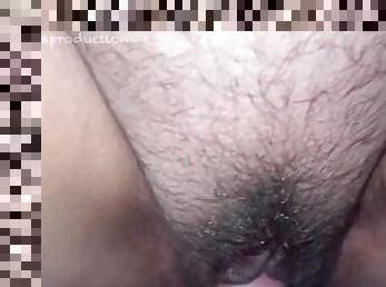 Cum on very hairy pussy