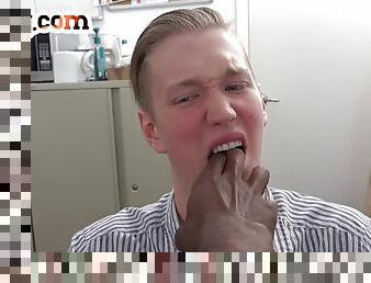 IR blowjob twink bareback drilled by BBC in the office