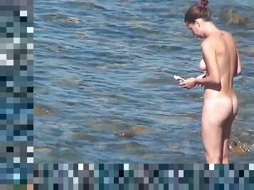 nudisti, vani, kamera, plaža, voajer, prirodno