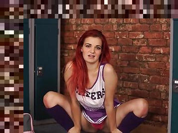 Flirty cheerleader lets you look up her skirt