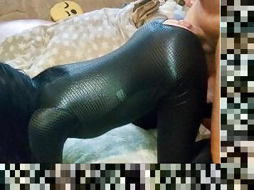 Cheated on a guy with her brother, let her fuck in the ass in a latex suit