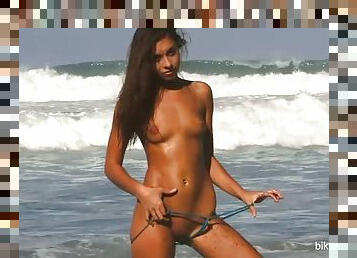 al-aire-libre, negra-ebony, negra, playa, bikini