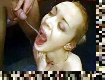 pisser, fellation, sur-le-visage, ejaculation, blonde, bukkake