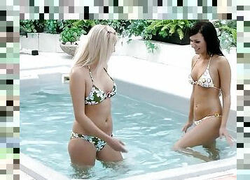 Pool Side Lesbian Scene With Gorgeous Babes