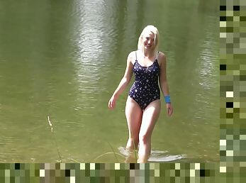 Lovita Fate got talked into fucking with a friend in a lake