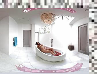 VR Bangers Hot Brazilian chick rubs her wet pussy in the bathtub VR PORN