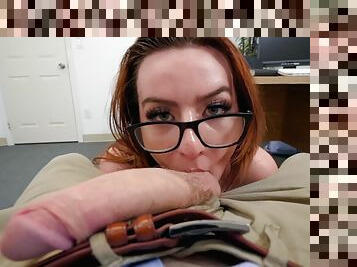 Secretary gives head in sloppy POV while on her lunch break