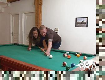 Rough couple sex on the pool table