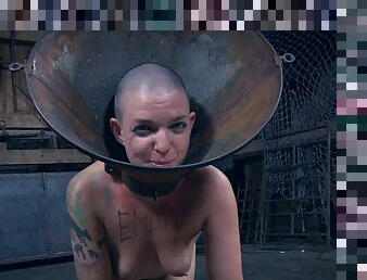 Girl with the shaved head tortured because of her naughtiness