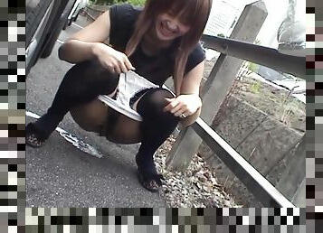 Kinky Japanese girlfriend Yuzuki Hatano loves pissing in public