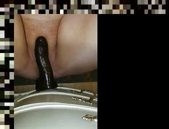 Polly. my fixed dildo slips so deep in my soaking wet pussy.