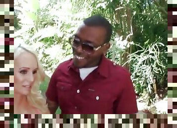 Blonde Emily Austin sucks huge black dick