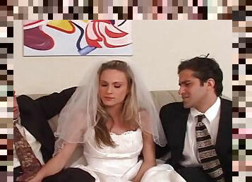 Beautiful bride cuckolds her loser husband on their wedding day