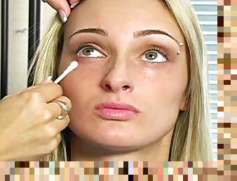 Makeup for pierced eyebrow blonde