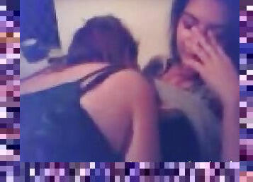 Two horny and drunk girls making out in front of a cam