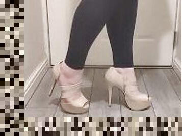 Worship my Beige Peep-Toe Platforms