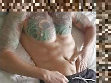 Fit tattoo daddy cums everywhere