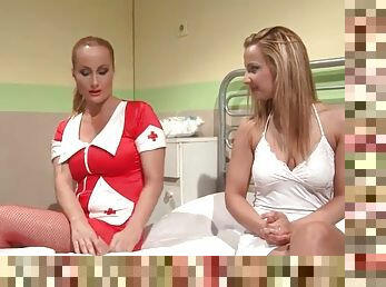 Patient in hospital tied up by sexy nurse