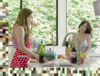 Kitchen lesbian sex with amazing girls Lena Paul and Jade Baker