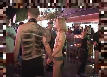 Lots of hot tits and painted bodies on the street