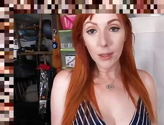 Curvy redhead stepmom blowing POV dick during taboo sex