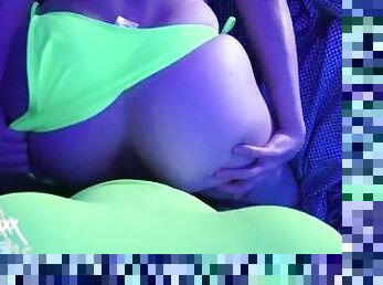 Glow In The Dark Sex! CD Trans Girl Fucks Girl Friend's Tight Pussy POV