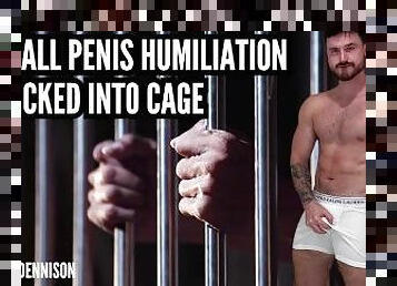 Small penis humiliation tricked into cage