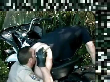 Hot cops rimming and sucking cock outdoors