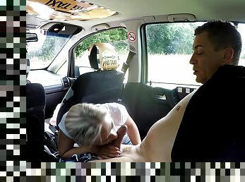 Czech Blonde Rides Taxi Driver in the Backseat