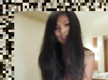 Filipina with tiny titties sits on dick