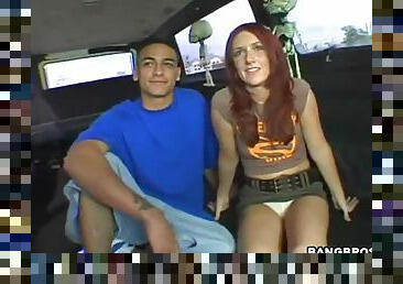 Horny redhead Madison and JS fuck in a bangbus