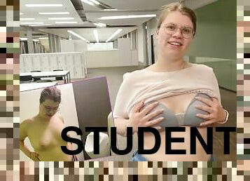 Mollige Bubble Butt Studentin an der Uni auf Männertoilette gefickt und geschwängert!!