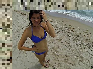 A bikini babe had fun at the beach and gets fucked in the beach house