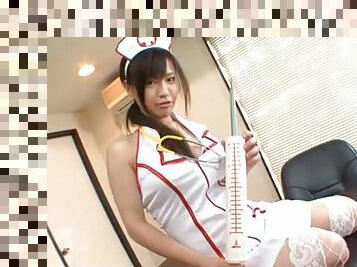 Sexy Japanese nurse gets fucked doggy style by her boss at work