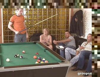 Shooting pool before everybody in the room starts fucking