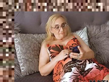MATURE4K. Fat mature is fucked by an unstoppable man on the couch