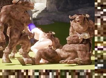 a group of furry minotaurs watch as they fuck two and in the end they all go for her  3D Porn Wild