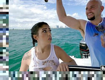 Wild fucking on the boat with cock hungry Latina Vanessa Sky