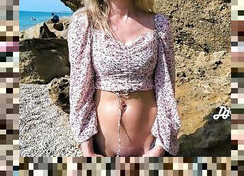 tricherie, en-plein-air, public, femme, milf, plage, ejaculation, pute, marié, cow-girl