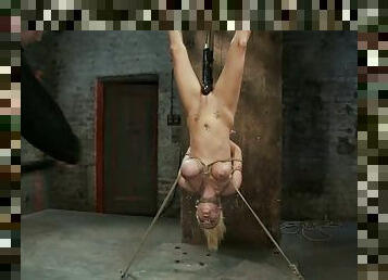 Haley Cummings hangs upside down and gets toyed