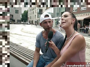 German skinny milf picks up guy on street