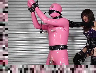 What a mean release from Chastity - Pink Gimp
