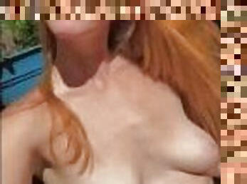 Natural Redhead Sunbathes Naked In The Garden: My Tight Body & Natural Tits Sparkle In The Sun