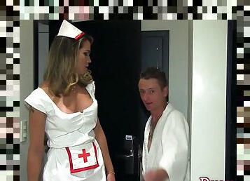 Horny shemale nurse visits her patient at his place S