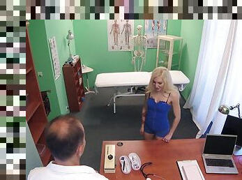 Blonde chick comes to visit her doctor and fucks with him badly