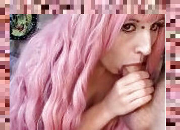 Cosplay Teen throated stranger cums in my throat and I want more