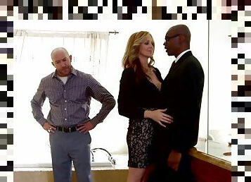 Black man with a hard dick fucks wet pussy of MILF Julia Ann