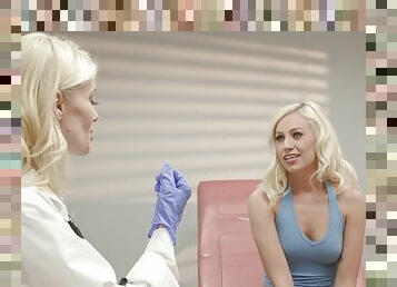 Naughty doctor Charlotte Stokely licks wet pussy of hot Lyra Law